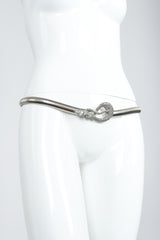 Vintage Kenneth Lane Silver Crystal Studded Snake Belt on Mannequin