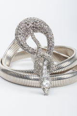 Vintage Kenneth Lane Silver Crystal Studded Snake Belt, coiled