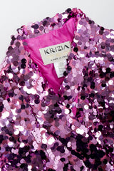 Vintage Krizia Top Shrunken Paillette Sequin Jacket Collar Close Up