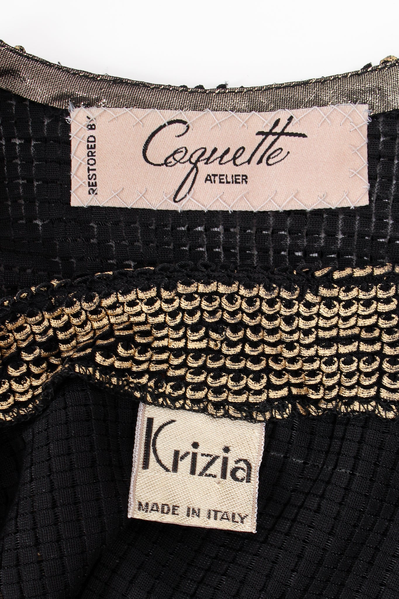 Vintage Krizia Liquid Metallic Painted Dress labels at Recess Los Angeles