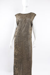 Vintage Krizia Reversible Liquid Metallic Painted Dress On Mannequin front at Recess Los Angeles