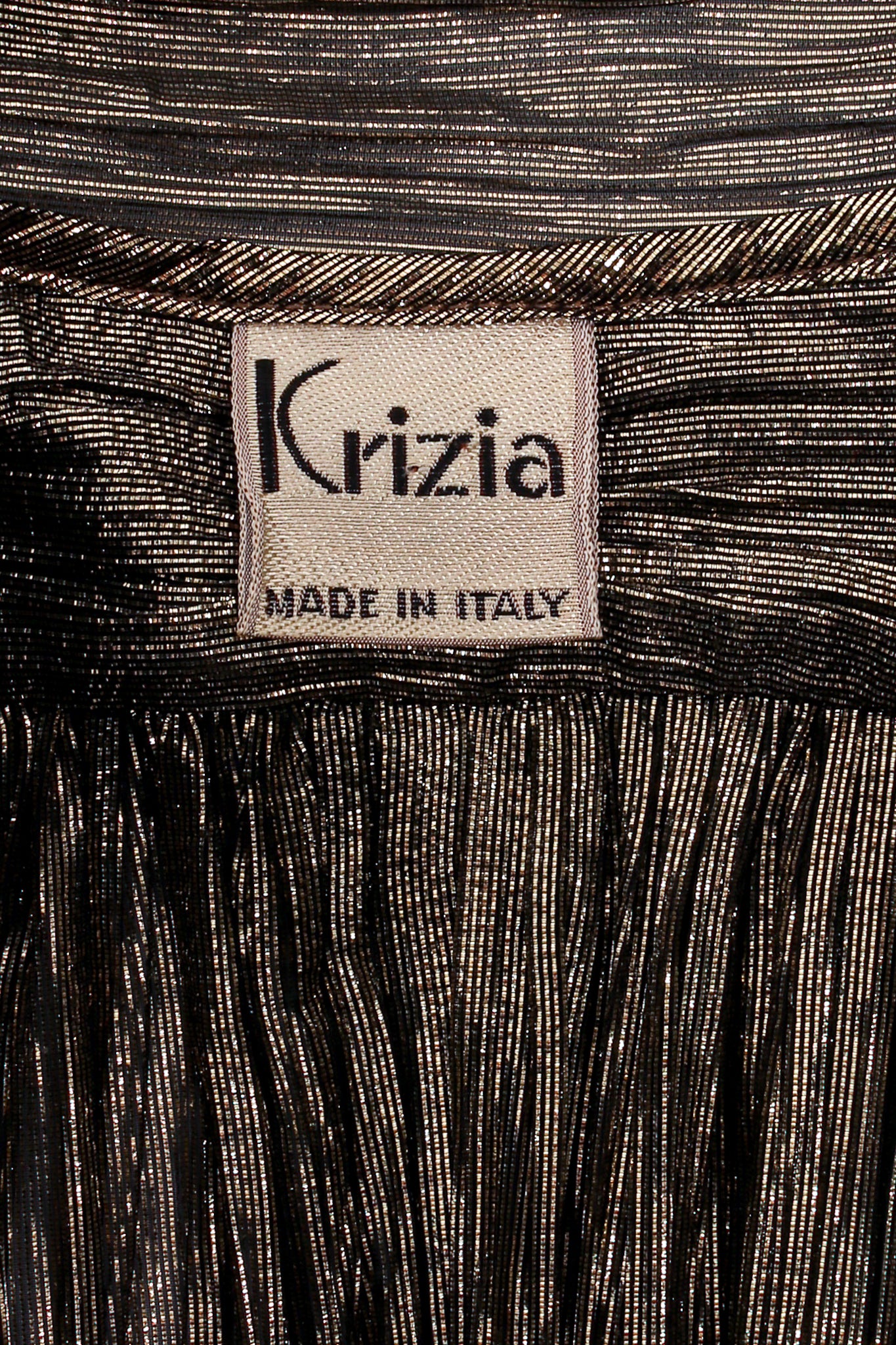 Vintage Krizia Metallic Plisse Lamé Duster Jacket label at Recess Los Angeles