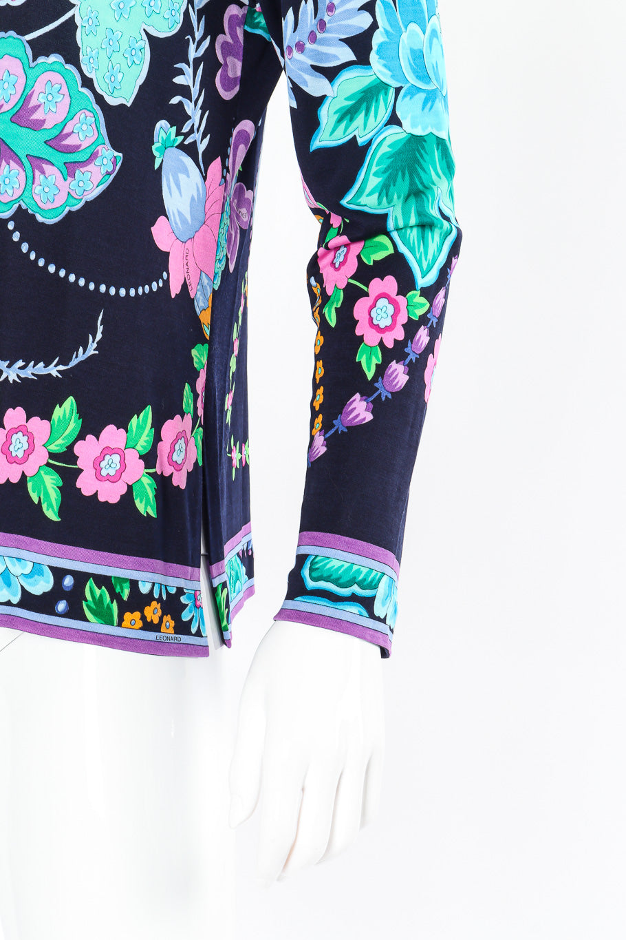 Leonard multi-floral print blouse sleeve detail @recessla