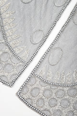 Recess Designer Consignment Vintage L'Affaire Gunmetal Sheer Beaded Duster Robe Jacket Los Angeles Resale