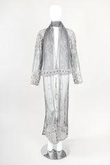 Recess Designer Consignment Vintage L'Affaire Gunmetal Sheer Beaded Duster Robe Jacket Los Angeles Resale Price: 295