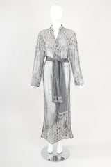 Recess Designer Consignment Vintage L'Affaire Gunmetal Sheer Beaded Duster Robe Jacket Los Angeles Resale Price: 295