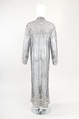 Recess Designer Consignment Vintage L'Affaire Gunmetal Sheer Beaded Duster Robe Jacket Los Angeles Resale
