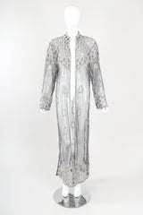 Recess Designer Consignment Vintage L'Affaire Gunmetal Sheer Beaded Duster Robe Jacket Los Angeles Resale
