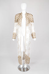 Recess Los Angeles Vintage L'Affaire Sheer Gold Beaded Bridal Kimono Duster Robe
