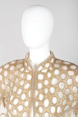 Recess Los Angeles Vintage L'Affaire Sheer Gold Beaded Bridal Kimono Duster Robe