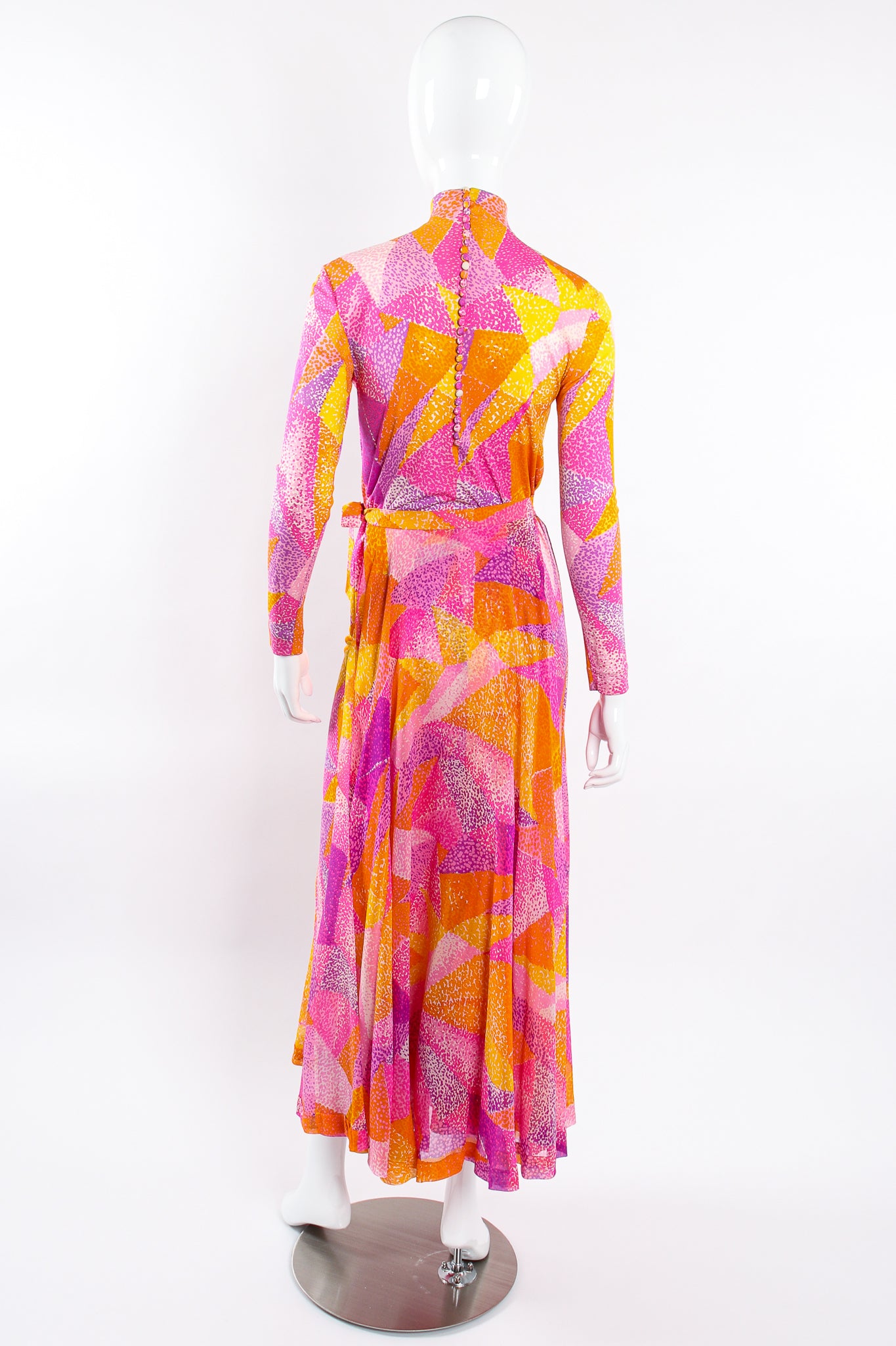 Vintage La Mendola Geometric Silk Jersey Dress & Overskirt on Mannequin back @ Recess LA