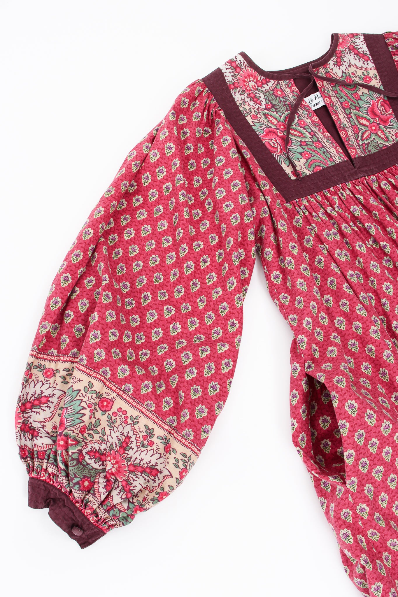 Vintage La Provence de Pierre Deux Cotton Bastide Peasant Dress pocket and sleeve @ Recess LA