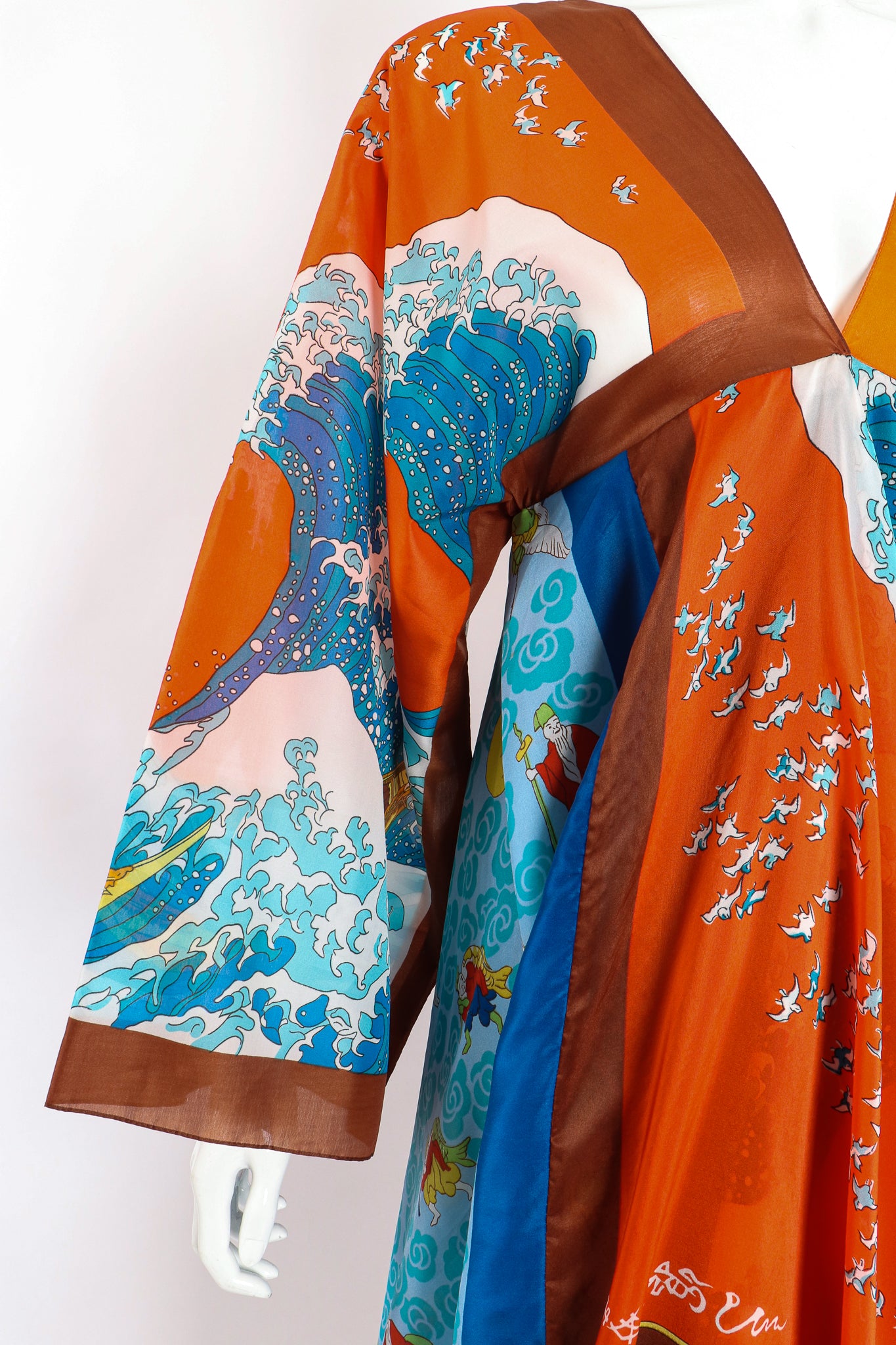 Vintage LaVetta of Beverly Hills Signature Silk Scarf Dress Caftan on Mannequin sleeve at Recess