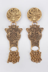 Recess Los Angeles Vintage La Porte Bleue Brass Eagle Drop Earrings Egyptian Revival Scarab