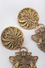 Recess Los Angeles Vintage La Porte Bleue Brass Eagle Drop Earrings Egyptian Revival Scarab