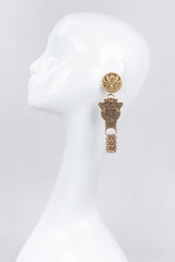 Recess Los Angeles Vintage La Porte Bleue Brass Eagle Drop Earrings Egyptian Revival Scarab