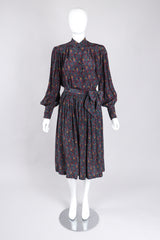 Recess Los Angeles Vintage Lanvin Silk Paisley Print Library Blouse & Skirt Set