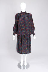 Recess Los Angeles Vintage Lanvin Silk Paisley Print Library Blouse & Skirt Set