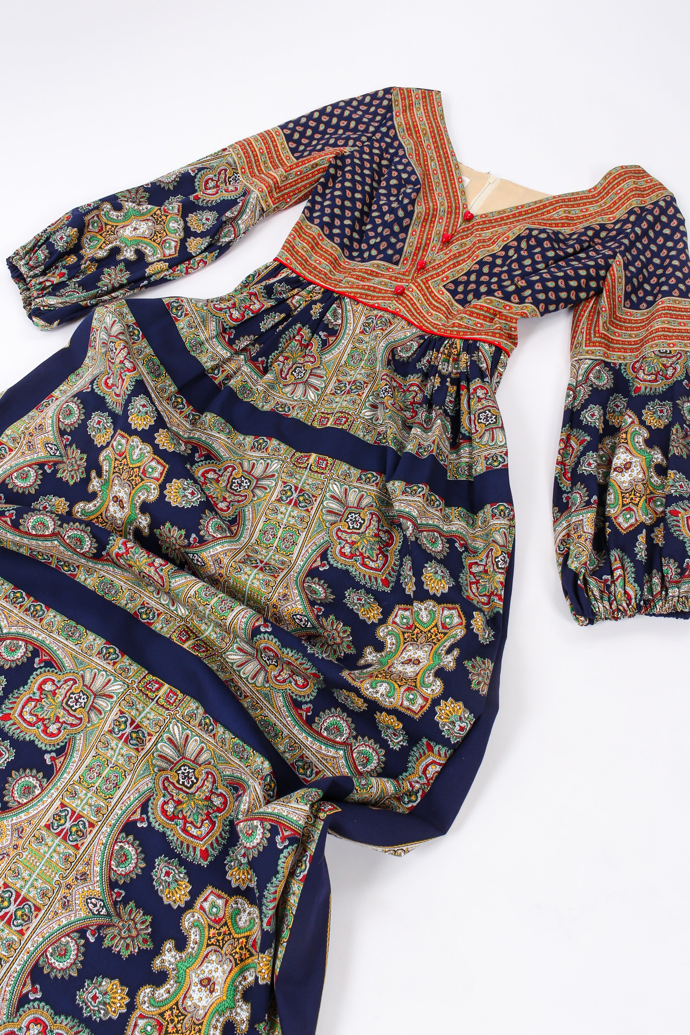 Vintage Lanzillotti Paisley Print Dress flat lay @ Recess LA