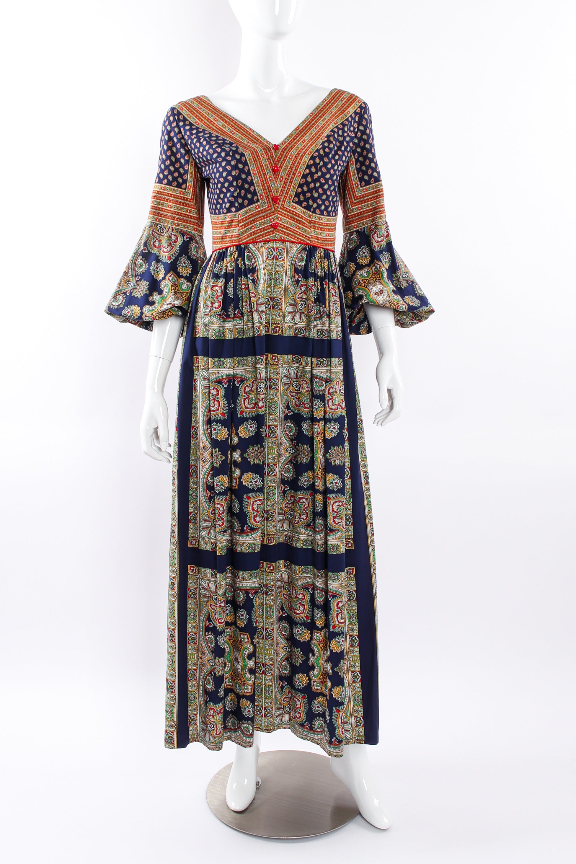 Vintage Lanzillotti Paisley Print Dress mannequin front @ Recess LA