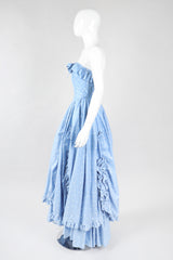 Recess Los Angeles Vintage Laura Ashley Polka Dot Broadcloth Strapless Cotton Ball Gown