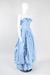 Recess Los Angeles Vintage Laura Ashley Polka Dot Broadcloth Strapless Cotton Ball Gown