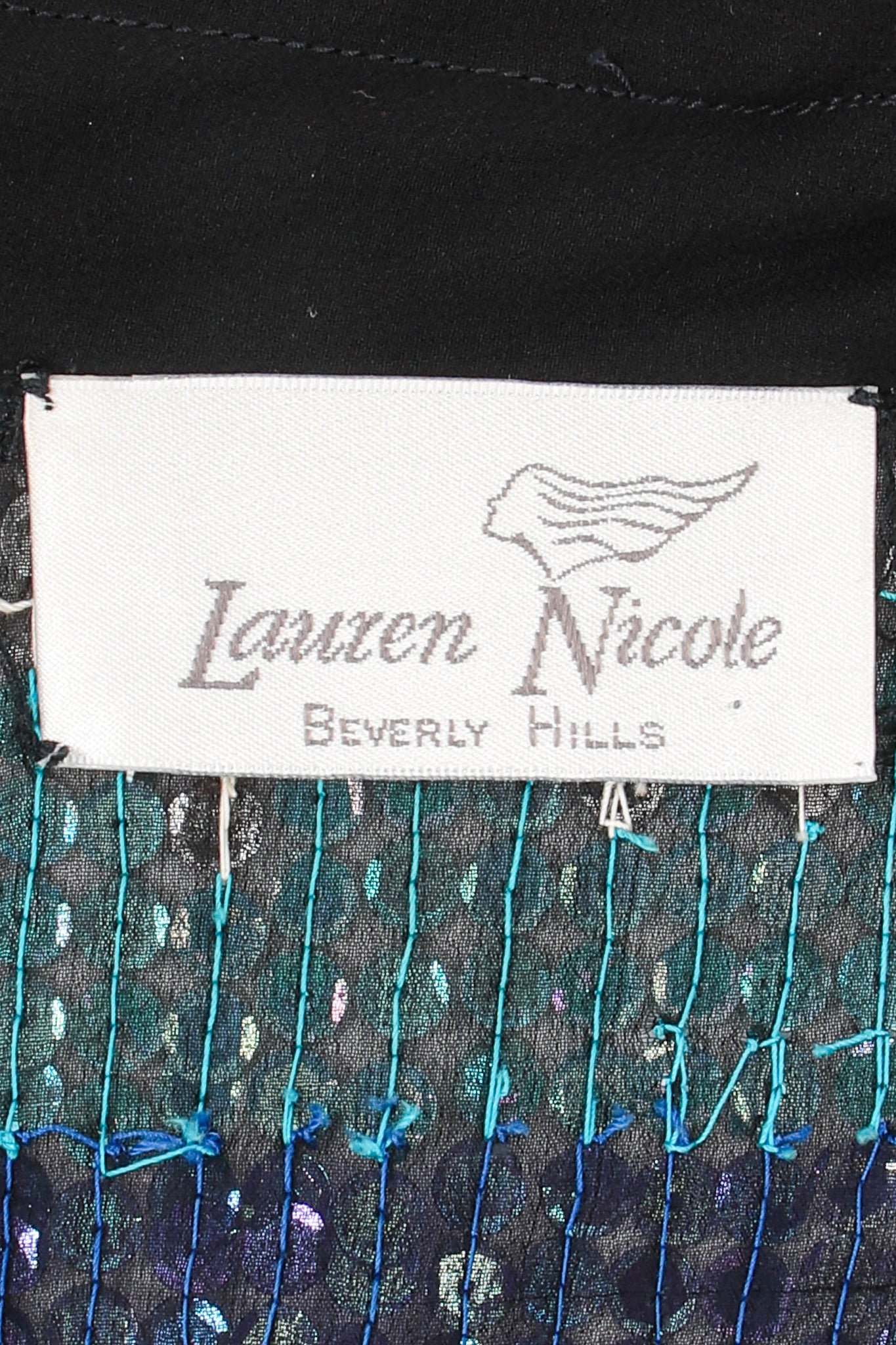 Vintage Lauren Nicole Sheer Sequin Fringe Shirt label at Recess Los Angeles