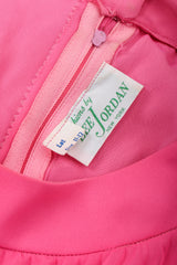 Recess Los Angeles Vintage Lee Jordan Hot Pink Pleated Feather Trim Trapeze Swing Dress