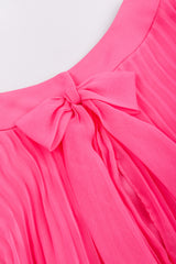 Recess Los Angeles Vintage Lee Jordan Hot Pink Pleated Feather Trim Trapeze Swing Dress