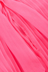 Recess Los Angeles Vintage Lee Jordan Hot Pink Pleated Feather Trim Trapeze Swing Dress