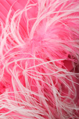 Recess Los Angeles Vintage Lee Jordan Hot Pink Pleated Feather Trim Trapeze Swing Dress