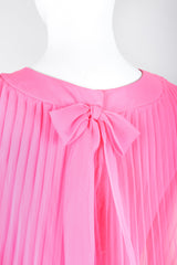Recess Los Angeles Vintage Lee Jordan Hot Pink Pleated Feather Trim Trapeze Swing Dress