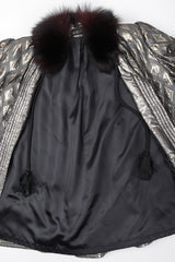 Recess Los Angeles Vintage Lei Di Lancetti Diamond Harlequin Metallic Lamé Fur Collar Coat