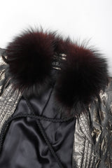 Recess Los Angeles Vintage Lei Di Lancetti Diamond Harlequin Metallic Lamé Fur Collar Coat