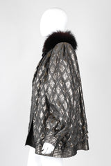 Recess Los Angeles Vintage Lei Di Lancetti Diamond Harlequin Metallic Lamé Fur Collar Coat