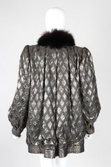 Recess Los Angeles Vintage Lei Di Lancetti Diamond Harlequin Metallic Lamé Fur Collar Coat