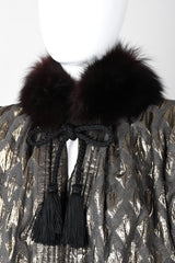 Recess Los Angeles Vintage Lei Di Lancetti Diamond Harlequin Metallic Lamé Fur Collar Coat