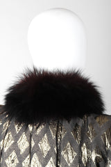 Recess Los Angeles Vintage Lei Di Lancetti Diamond Harlequin Metallic Lamé Fur Collar Coat