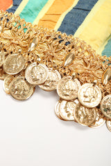 Recess Los Angeles Designer Consignment Vintage Leo Narducci Striped Seersucker Coin Fringe Crop Top & Pant Carnival Set