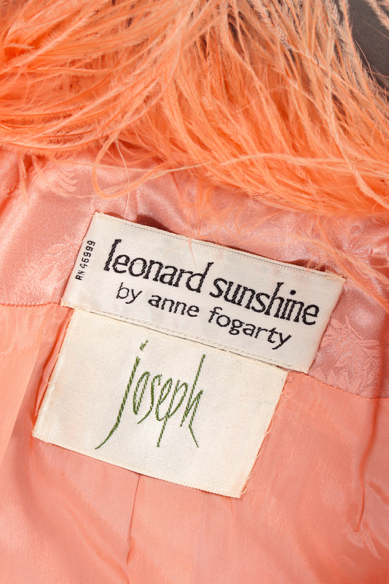 Vintage Joseph 1970s Fogarty Floral Feather Jacket & Top Set tag  @ Recess Los Angeles