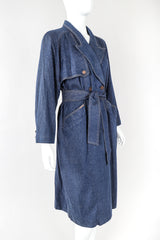Recess Designer Consignment Vintage Leonard Double Breasted Denim Cocoon Car Coat Trench Los Angeles Resale