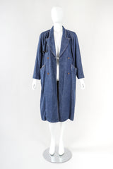 Recess Designer Consignment Vintage Leonard Double Breasted Denim Cocoon Car Coat Trench Los Angeles Resale