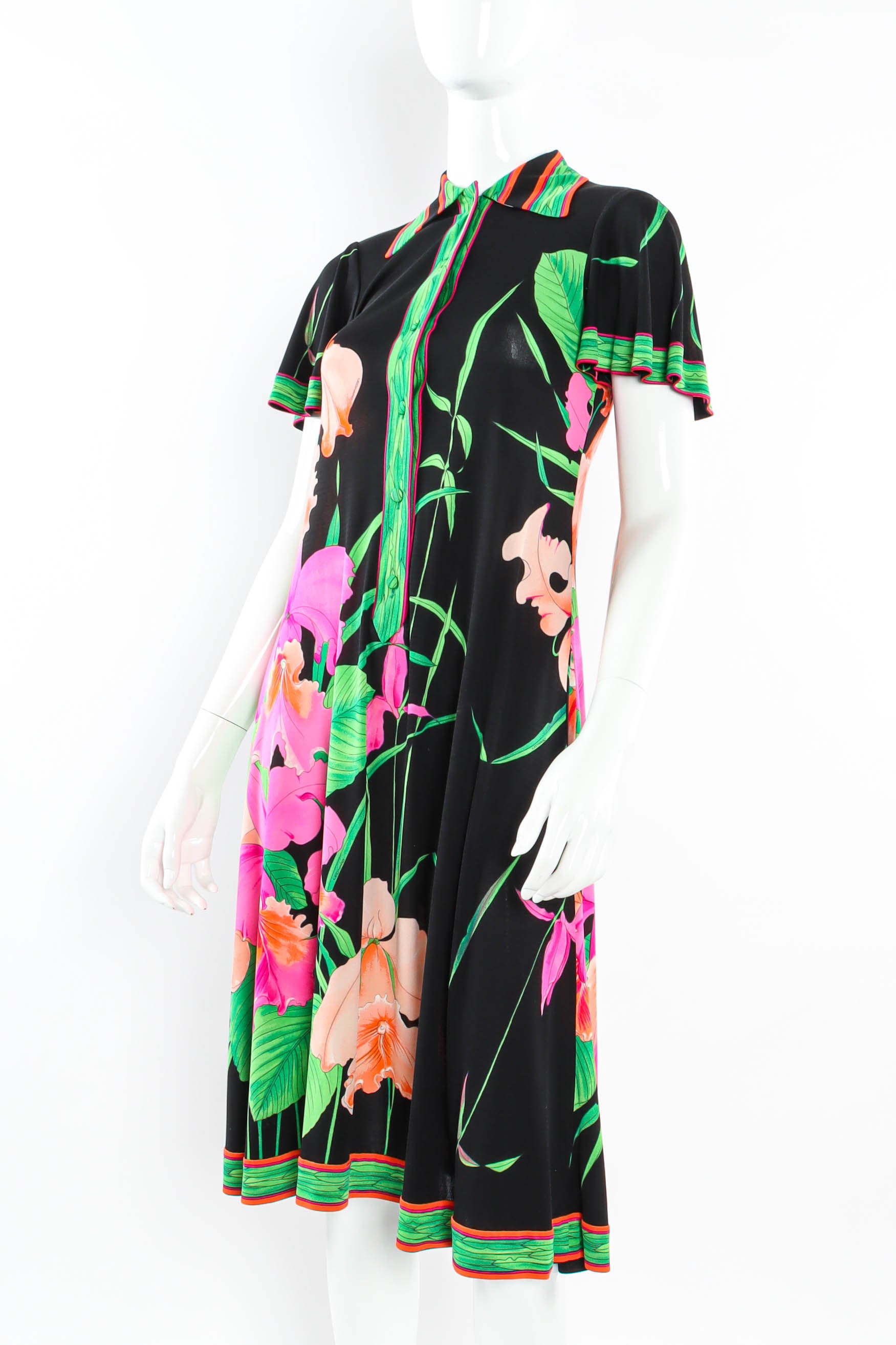 Vintage Leonard Tropical Floral Dress no belt angle @ Recess Los Angeles