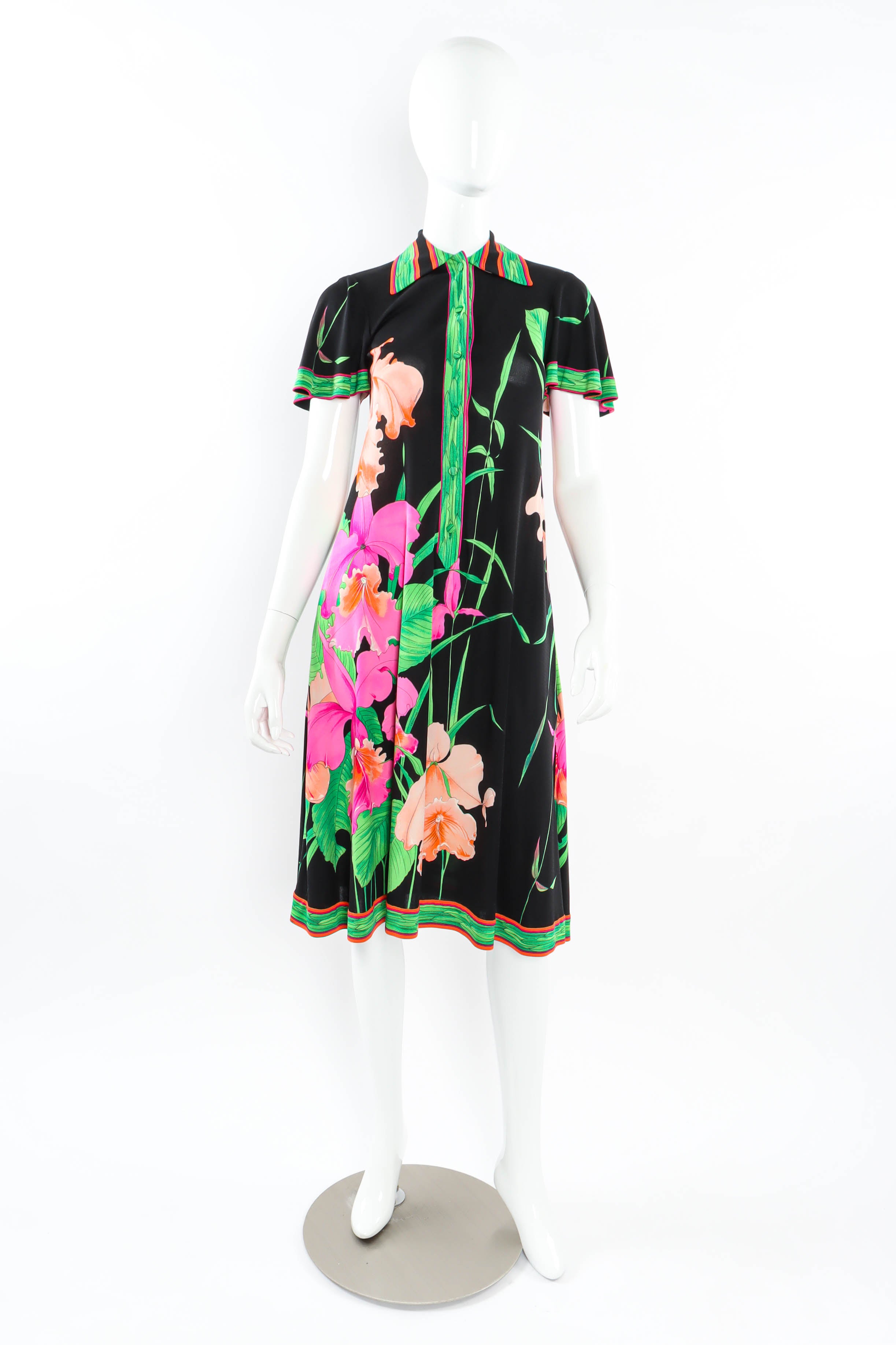 Vintage Leonard Tropical Floral Dress mannequin front @ Recess Los Angeles