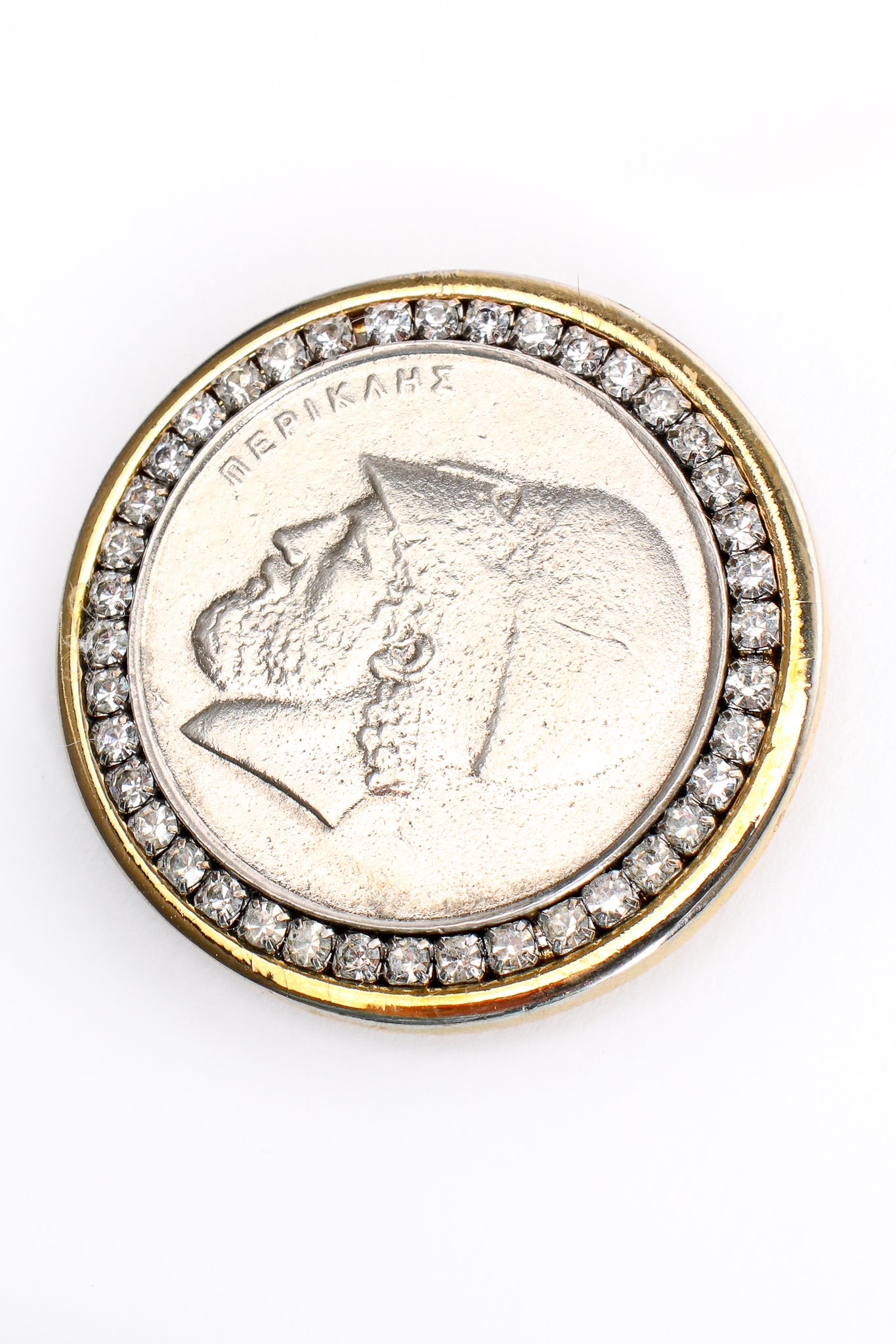 Vintage Les Bernard Greek Coin Chain Collar coin detail at Recess Los Angeles