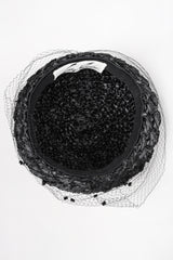 Recess Los Angeles Designer Consignment Vintage Leslie James Netted Raffia Straw Conical Pixie Kiss Hat