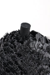 Recess Los Angeles Designer Consignment Vintage Leslie James Netted Raffia Straw Conical Pixie Kiss Hat