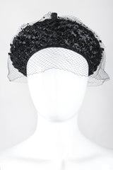 Recess Los Angeles Designer Consignment Vintage Leslie James Netted Raffia Straw Conical Pixie Kiss Hat