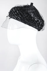 Recess Los Angeles Designer Consignment Vintage Leslie James Netted Raffia Straw Conical Pixie Kiss Hat