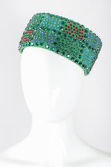 Recess Los Angeles Vintage Leslie James Rhinestone Pillbox Hat Millinery Jackie O